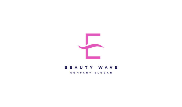 Initial letter E with swoosh logo design vector illustration.