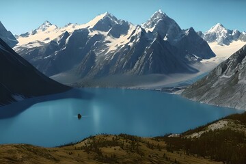 Wall Mural - Beautiful mountain and lake. Generative AI
