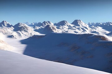 Wall Mural - desert landscape of cold planet, mountain landscape, snow. fantasy cold landscape. generative ai