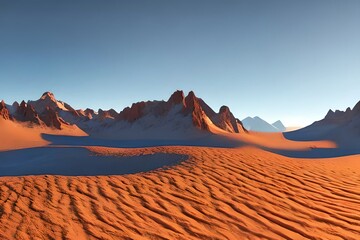 Wall Mural - desert landscape of cold planet, mountain landscape, snow. fantasy cold landscape. generative ai