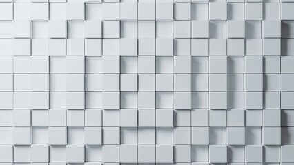 Poster - Abstract square random waving motion background architectural, Elegant dynamic squares loop and box shapes moving gently up and down. 3d animation digital concept background. 4k UHD Seamless Loop