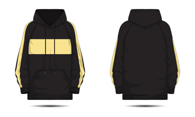 Black hoodie jacket mockup front and back view