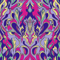 Canvas Print - Tribal ikat flower ornament Indian ethnic seamless pattern design
