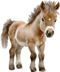 Aufkleber - Cute little pony illustration created with Generative AI technology