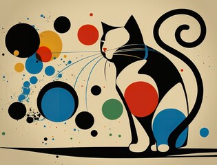 Ragdoll cat in simple abstract style