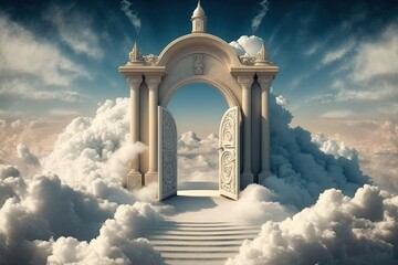 the gates of heaven. concept: christian religious belief of going to heaven when you pass way. gener