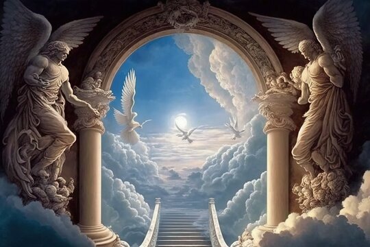 the gates of heaven. concept: christian religious belief of going to heaven when you pass way. gener