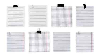 Poster - Collection of lined white paper isolated