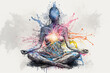Meditation, galaxy, and chakras are various focal points used in various ancient meditation practices. Generative AI.