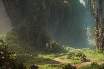 Wall Mural - At the edge of the fantasy world. Generative AI