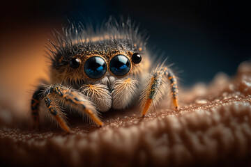 Close-up of a cute big spider. Insect. Generative AI