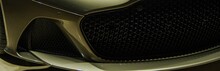 Luxury Beige Golden Color Sports Car Front Grille And Bumper Spiltter Lip Close Up View Banner