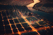 © ADDICTIVE STOCK - Aerial view of big illuminated metropolis by night