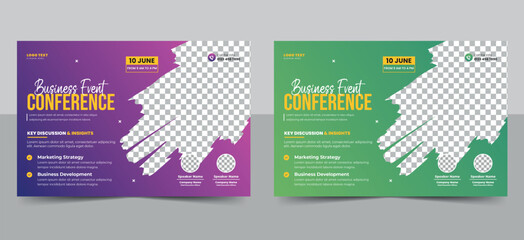 Wall Mural - Creative Business technology conference flyer template and event invitation banner layout design. corporate business workshop training promotion poster
