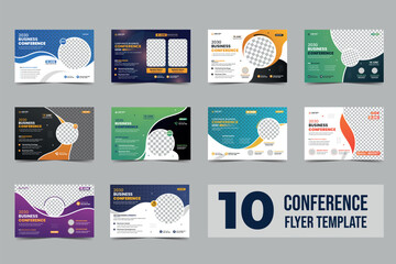 Wall Mural - Abstract technology conference flyer template and Business webinar event invitation banner layout design and corporate business workshop, meeting & training promotion poster.