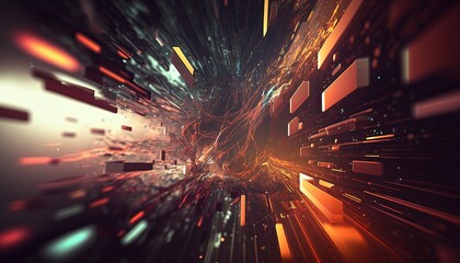 galaxy space and technology theme with motion light trail, abstract background, generative ai