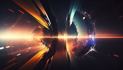 galaxy space and technology theme with motion light trail, abstract background, Generative Ai	