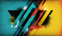 Sporty Energetic Style Abstract Color Splash With Geometric Shape Artistic Background Wallpaper	
