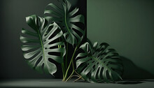 Lush Green Monstera Leaves Of Exotic Plant. Generative AI