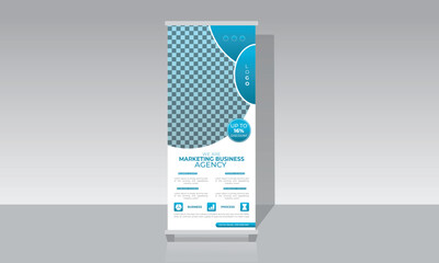 Modern Digital Marketing Business Roll Up Banner X-stand Design Exhibition Display Template Layout for Conference Presentation