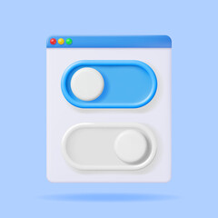 Poster - 3D On and Off Buttons Switch in Browser Window Isolated. Render Slider Bars Selector. Switcher Yes or Not. Off and On Position in Circle Shape. Unlock and Lock. Vector Illustration