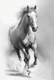 Fototapeta Konie - A horse in black and white pencil drawing