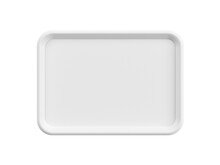 Empty White Plastic Tray. Isolated. Transparent Background. 3d Illustration.