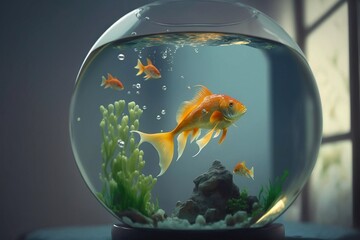 Poster - Fish in aquarium. Generative AI