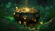 Pot Of Gold, St. Patrick's Day Theme. Generative AI