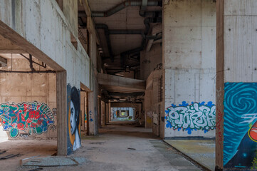 Wall Mural - Old abandoned unfinished glass hospital in the Croatian capital Zagreb