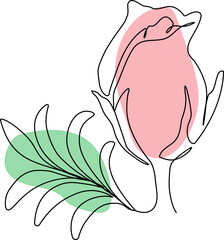 Poster - One line drawing of a rose. Vector illustration