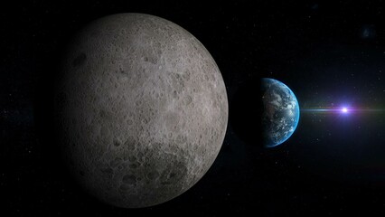 Wall Mural - earth rises from the dark side of the moon , spring equinox