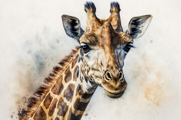 wildlife wonders: an animal portrait in aquarelle colors. ai generated.