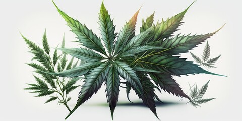 marijuana leaf on white background - generative ai