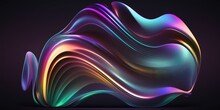  Fluid 3d Render Holographic Iridescent Neon Curved Wave - Generative Ai