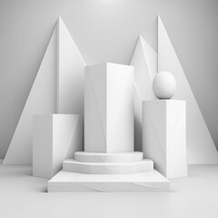 Poster - Modern Interior Decoration with White Pedestal Displays