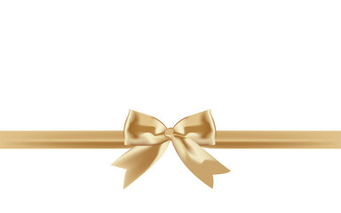 golden gift bow with ribbon decoration transparent background