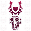 National Horse Protection Day. March 1. Vector illustration. Holiday poster.