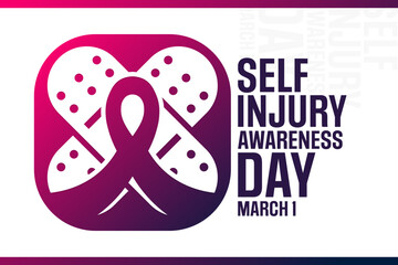 Wall Mural - Self-Injury Awareness Day. March 1. Vector illustration. Holiday poster.