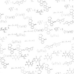 mathematical, physical, chemical formulas and expressions. scientific, educational background. Vector drawn by hand.
