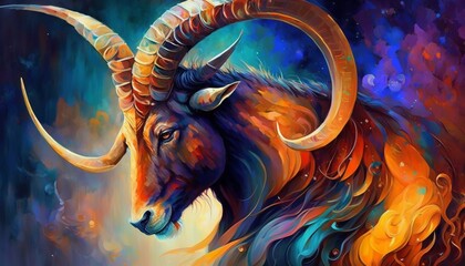 Capricorn in surreal artistic colorful style