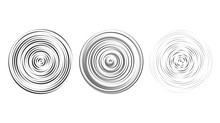 Concentric Halftone Circles Set. Dotted Rings Collection. Epicentre, Target, Radar Icon Concept. Sound Wave, Radial Signal, Vibration Or Water Elements. Vector 