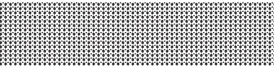 Monochrome folk art floral seamless vector border. Endless repeat of botanical bloom ribbon