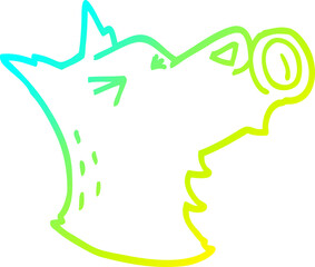 cold gradient line drawing cartoon howling wolf