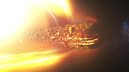 Wall Mural - glowing large black hole pulling disintegrating star in deep space 3d rendering of large black hole 
