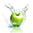 Fresh and Juicy Apple in a water splash or Swirl , on White Background Generative AI	