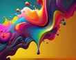 Abstract background with colorful paint waves. Generative AI