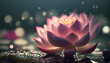 magic pink lotus flower on water - shiny blossom lights with bokeh background. 