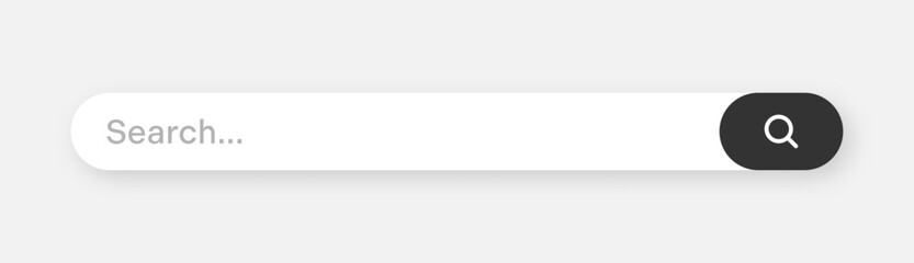 Fototapete - Search bar with round corners. Internet browser engine with search box, address bar and text field. UI design, website interface element with web icons and push button. Vector illustration