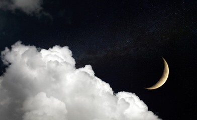 Wall Mural - moon and stars on night sky
